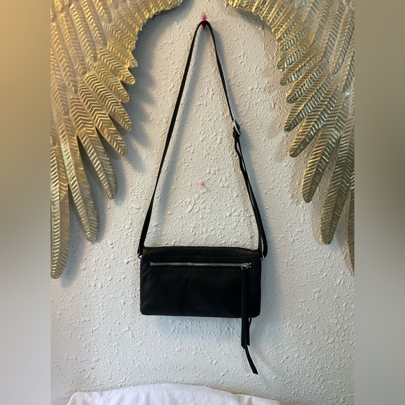 Margot fold over black leather crossbody - Picture 3 of 10